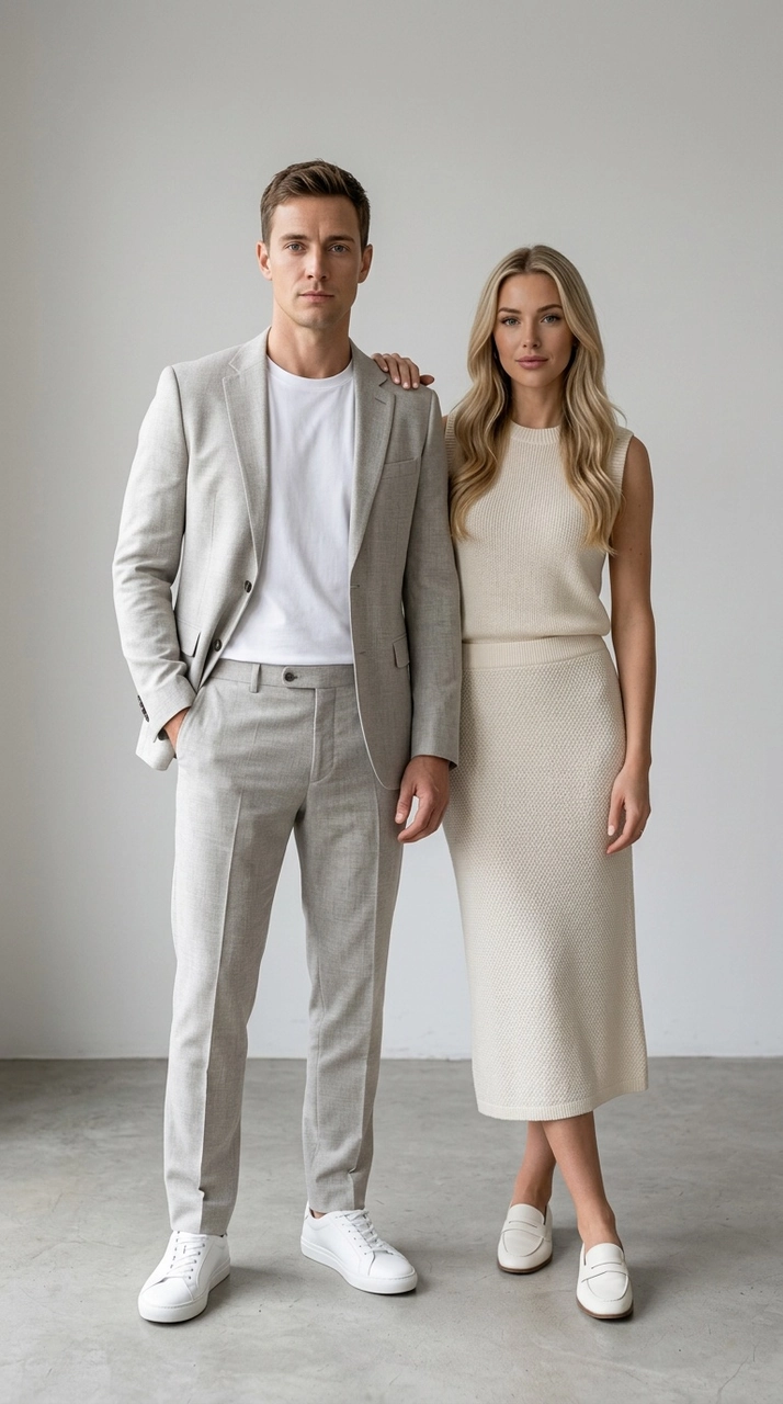 Стильная парная фотосессия в стиле modern fashion через ИИ